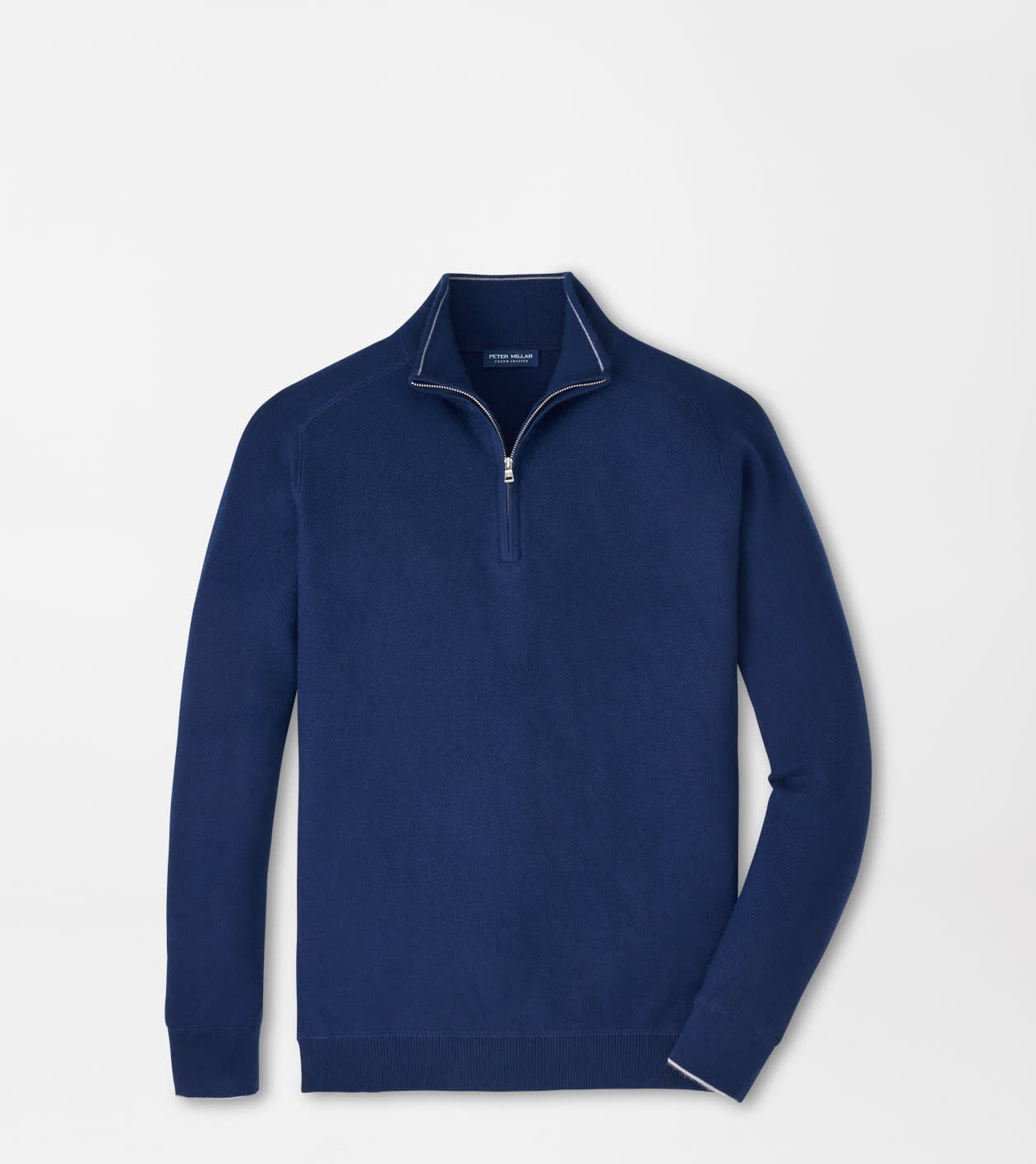 Peter Millar Men's Atlantic Navy Voyager Cashmere-Silk Saddle Shoulder Quarter Zip