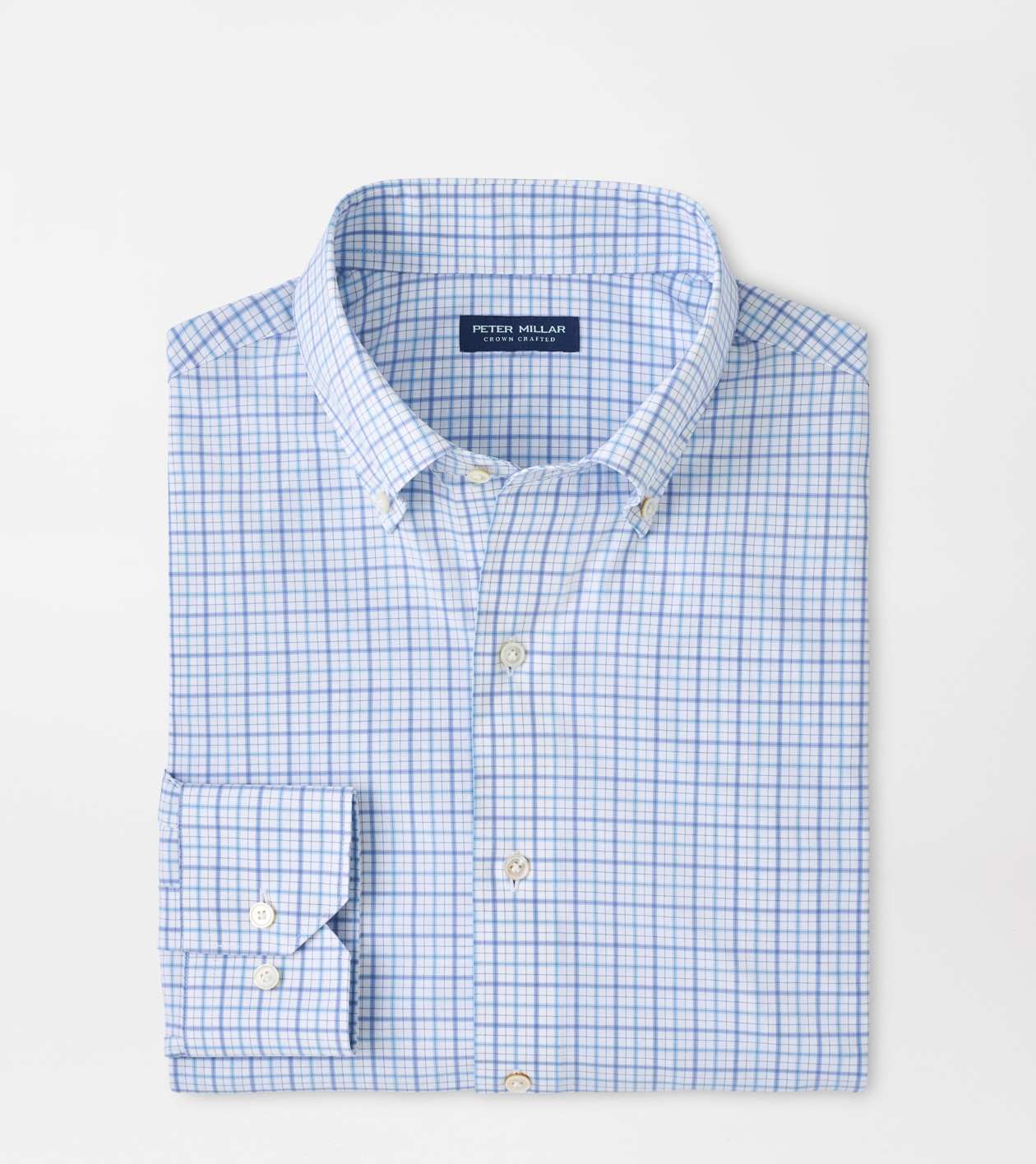 Peter Millar Men's Blue Frost Canal Performance Poplin Shirt
