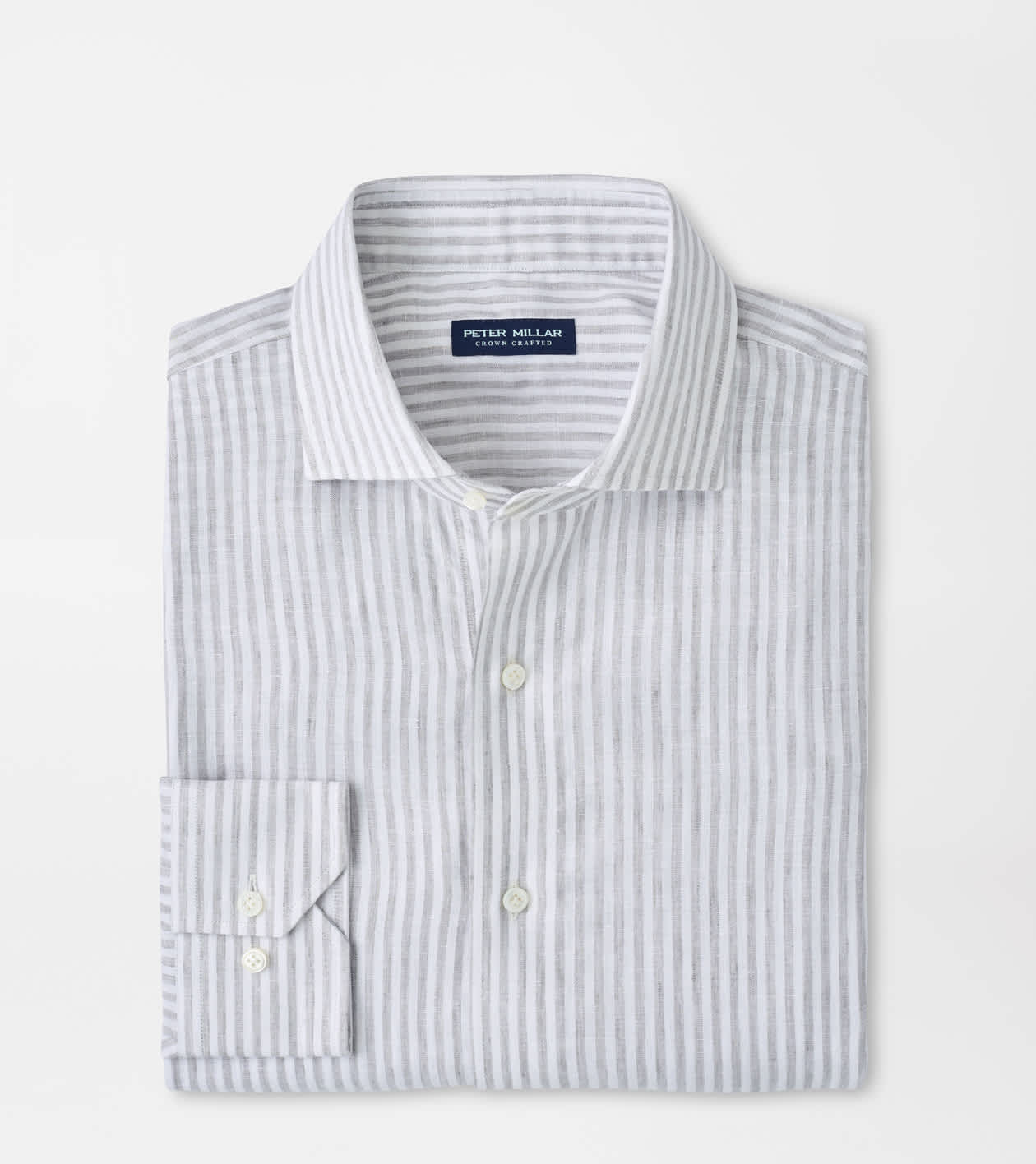 Peter Millar Grey Astino Lino Stripe Shirt British