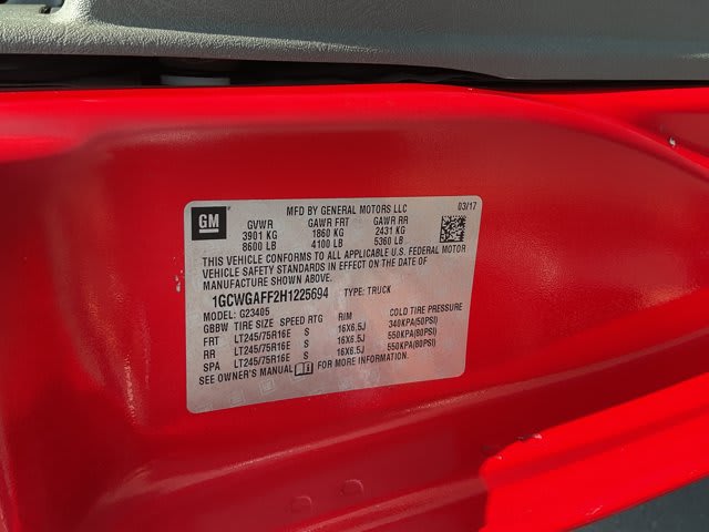 2017 Chevrolet Express Cargo Van used full-size cargo van for sale at Peterson Auto Sales in Midvale, UT — photo 15 of 20