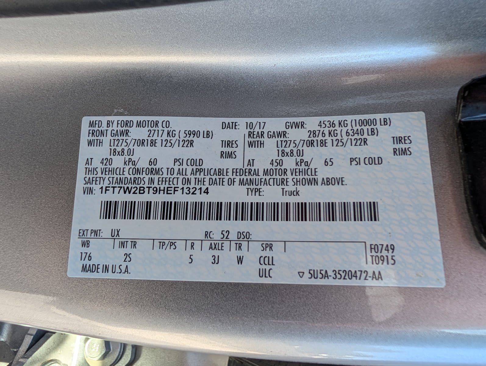 2017 Ford Super Duty F-250 SRW used crew cab pickup for sale at Peterson Auto Sales in Midvale, UT — photo 29 of 29