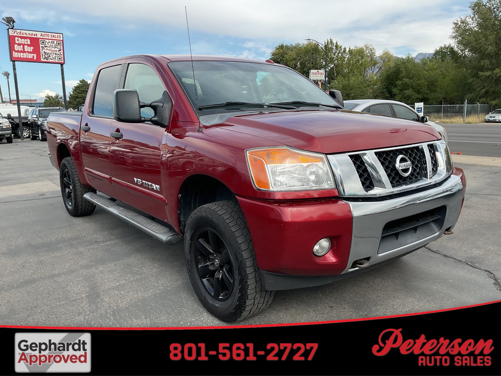 2013 Nissan Titan used crew cab pickup for sale at Peterson Auto Sales in Midvale, UT