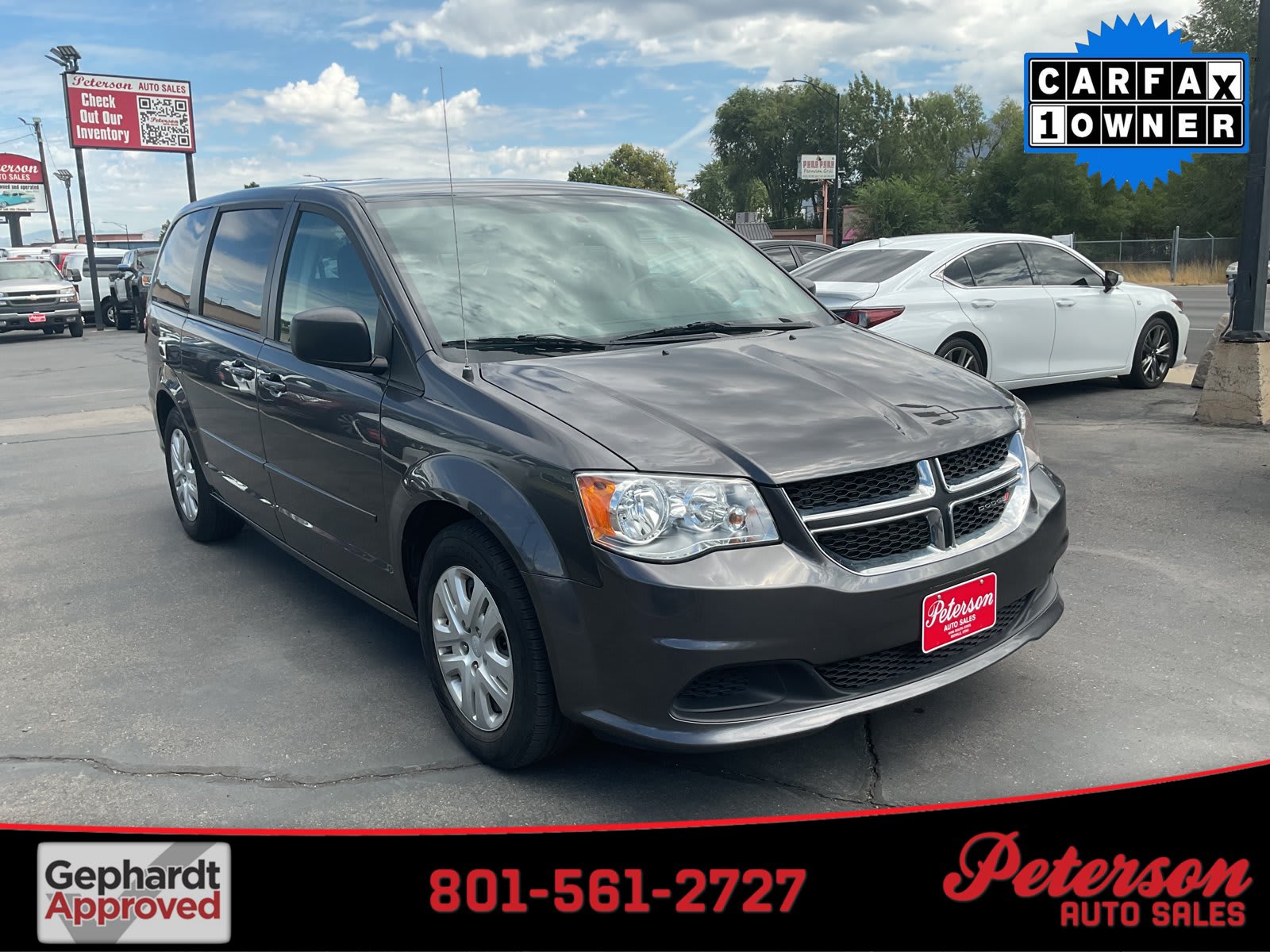2017 Dodge Grand Caravan used mini-van, passenger for sale at Peterson Auto Sales in Midvale, UT