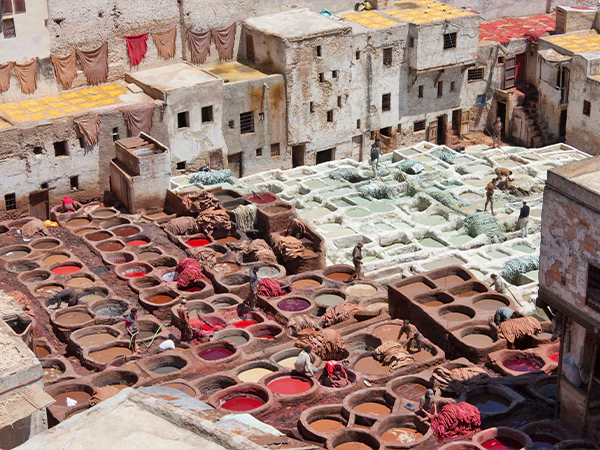 Medieval Traditional Tanneries Of Fez Morocco