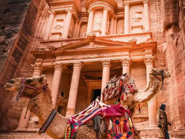 Camels in front of The Treasury