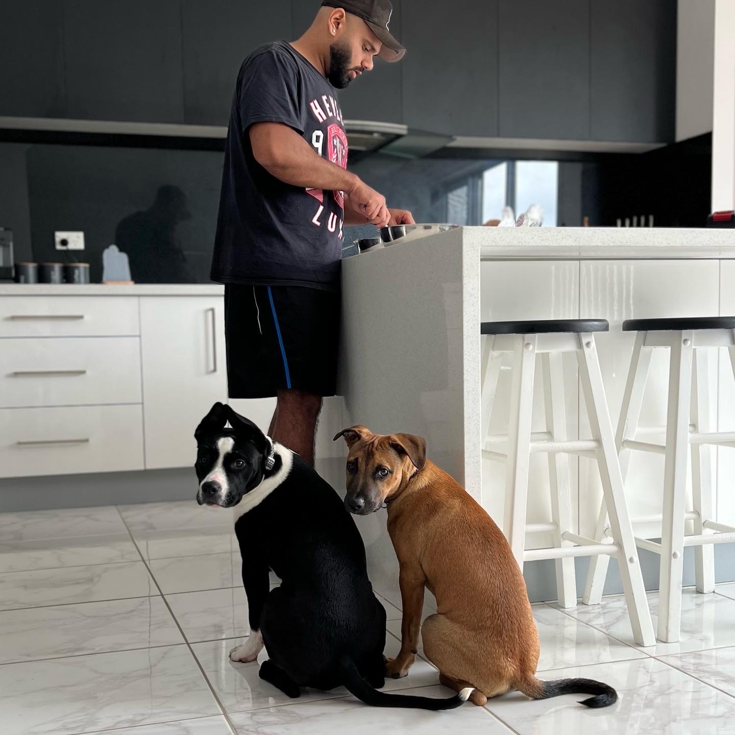 Jean-Luc and Zuri waiting for dinner