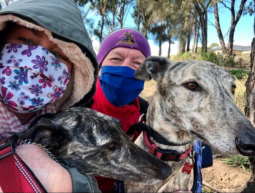 Kylie and Brett with the dogs