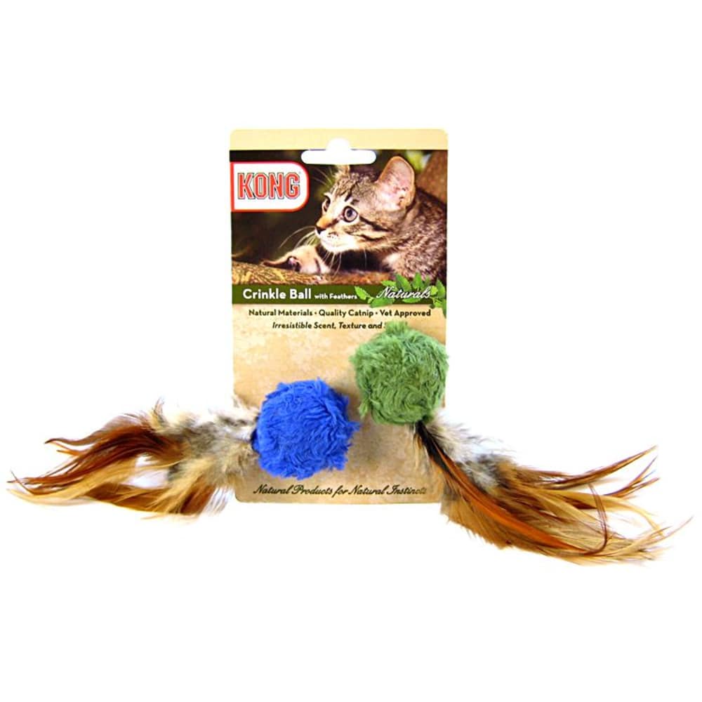 Kong Naturals Crinkle Ball With Feathers Cat Toy