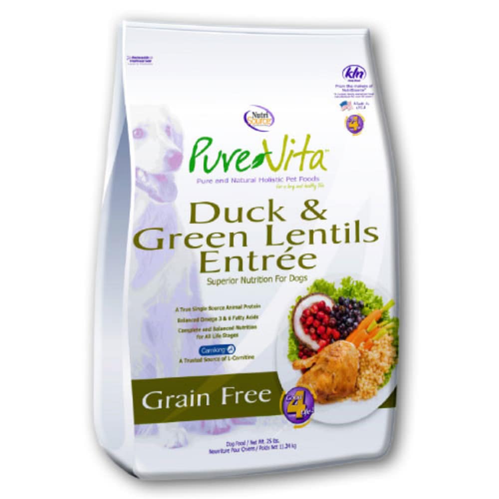 Pure Vita Duck Green Lentils Entree Grain Free Dry Dog Food 25lb