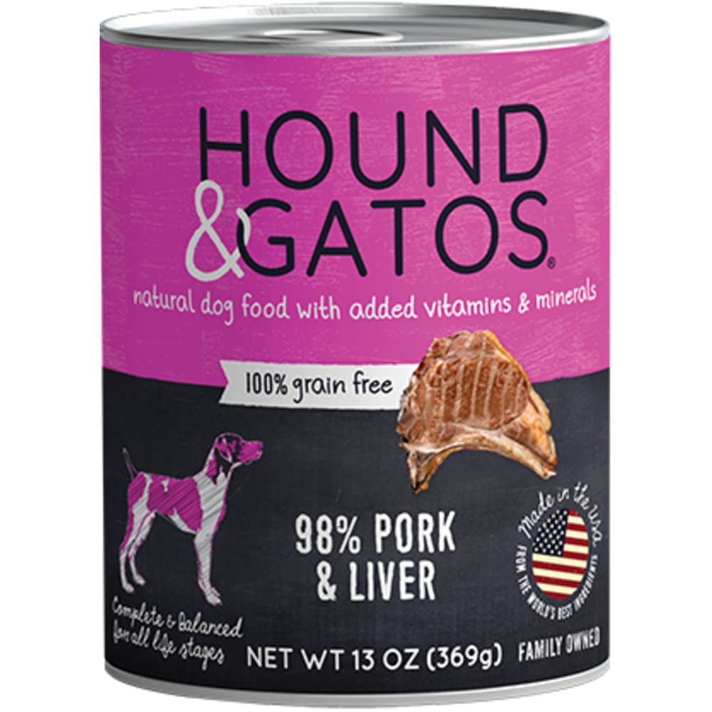 Hound And Gatos 98 Pork Liver Grain Free Wet Dog Food 13oz