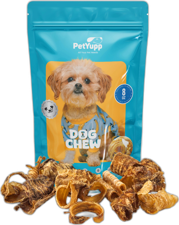 100% Natural Water Buffalo Trachea Bites Dog Treats - Pack of 8 oz