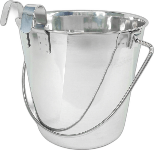 Heavy Duty Stainless Steel Flat Bucket with 2 Hooks - 4 Quart