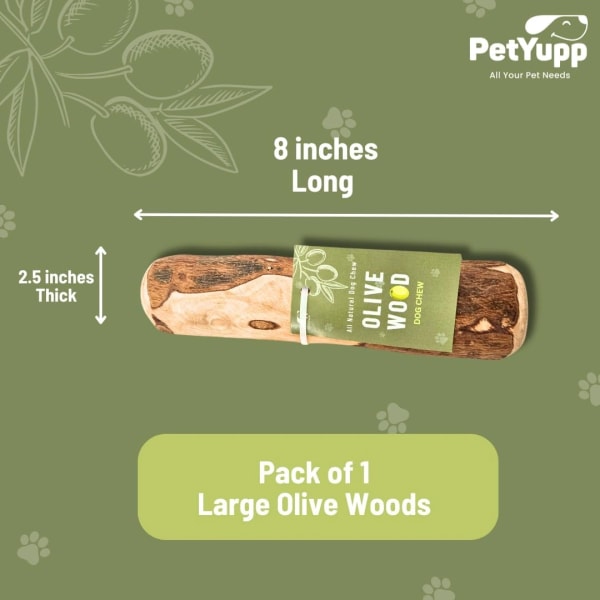 Natural Repurposed Olive Wood Dog Chew - Large details