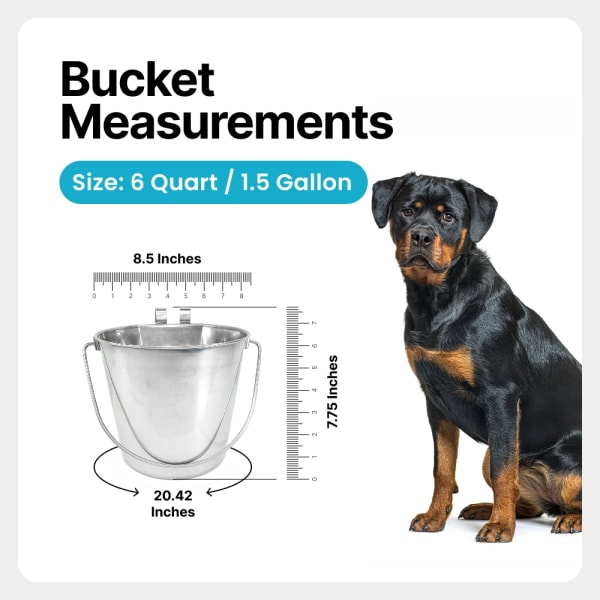 Heavy Duty Stainless Steel Flat Bucket with 2 Hooks - 6 Quart details