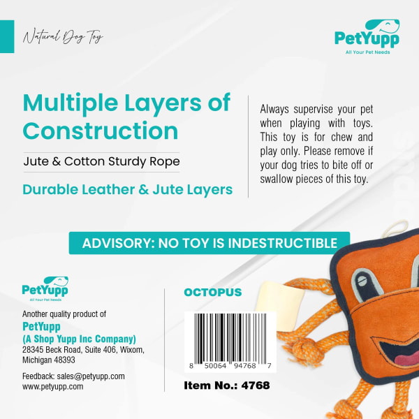 Retrieve & Chew Toy with 2 Natural Bone - Octopus details