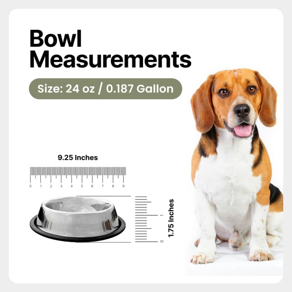 Traditional Shape Non-Skid Stainless Steel Dog Feeding Bowl - 24 Oz details