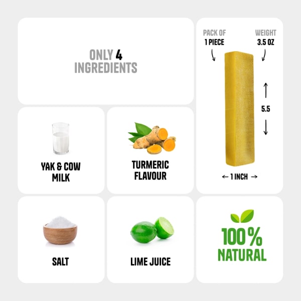 Himalayan Gourmet Cheese Chew - Turmeric Flavor  - Pack of 1 Chew details
