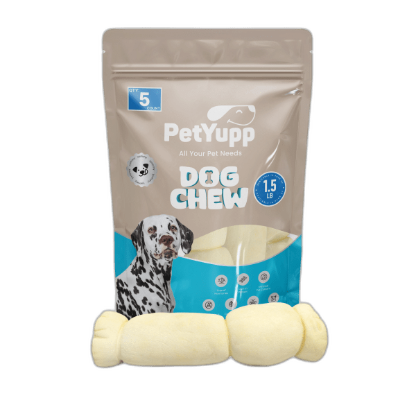 100% Natural Water Buffalo Cheek Roll Dog Chew  - Pack of 5 Count, 6 Inch