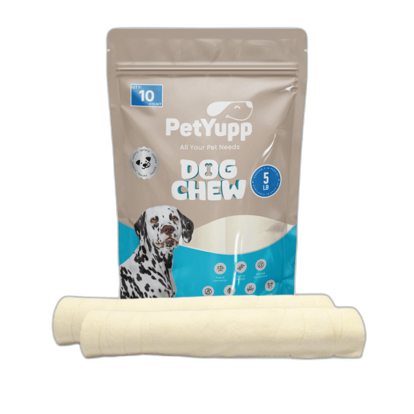 100% Natural Water Buffalo Cheek Roll Dog Chew  - Pack of 10 Count, 12 Inch