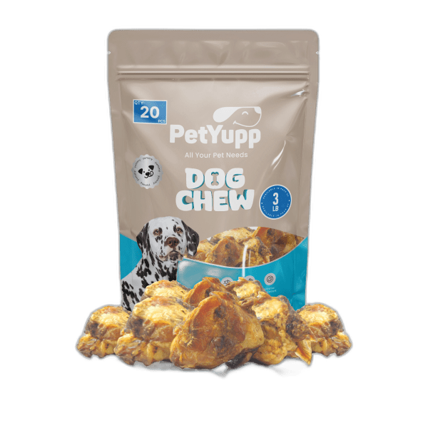 100% Natural Water Buffalo Knee Caps with Meat Dog Treats - Pack of 20