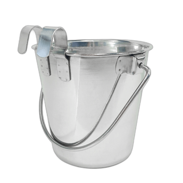 Heavy Duty Stainless Steel Flat Bucket with 2 Hooks - 2 Quart