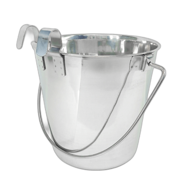 Heavy Duty Stainless Steel Flat Bucket with 2 Hooks - 4 Quart