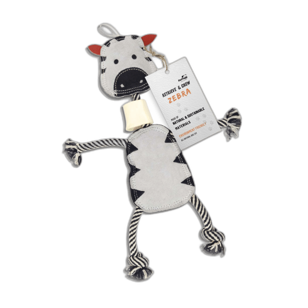 Retrieve & Chew Dog Toy with Natural Bone - Zebra