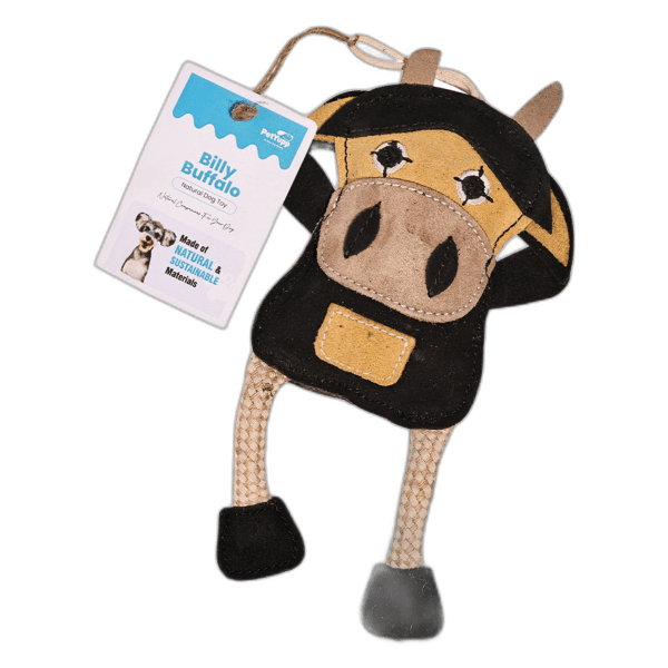 Leather, Cotton & Jute Toy with Coconut Fiber Filling - Billy Buffalo