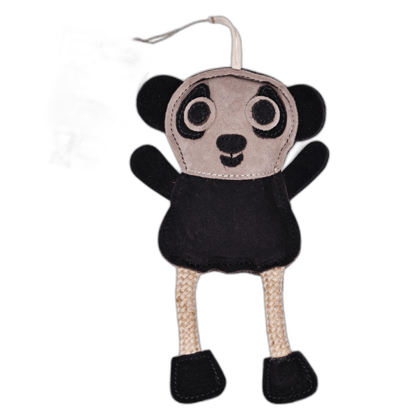 Leather, Cotton & Jute Toy with Coconut Fiber Filling - Petey Panda
