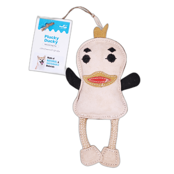 Leather, Cotton & Jute Toy with Coconut Fiber Filling - Plucky Ducky