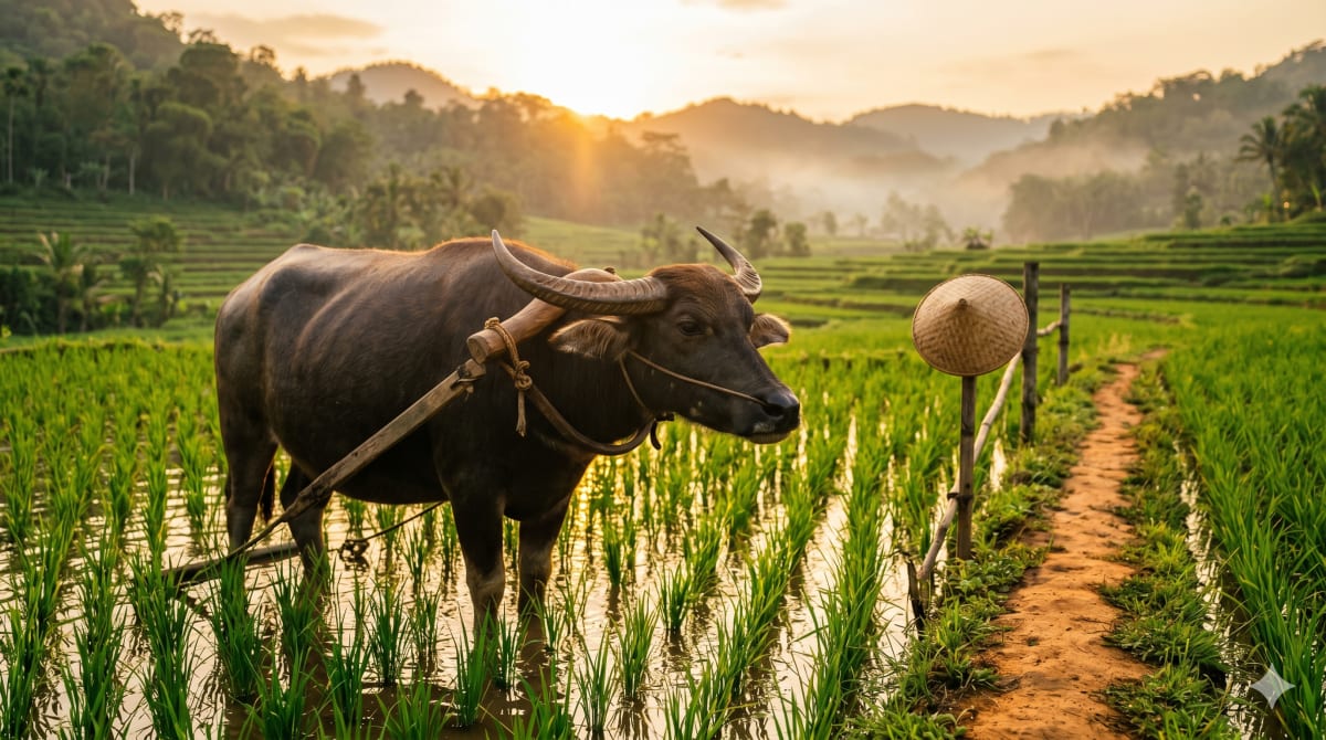 Water buffalo, end to end. — chapter banner