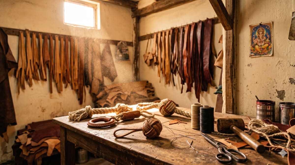 Hand-stitched leather toys. — chapter banner