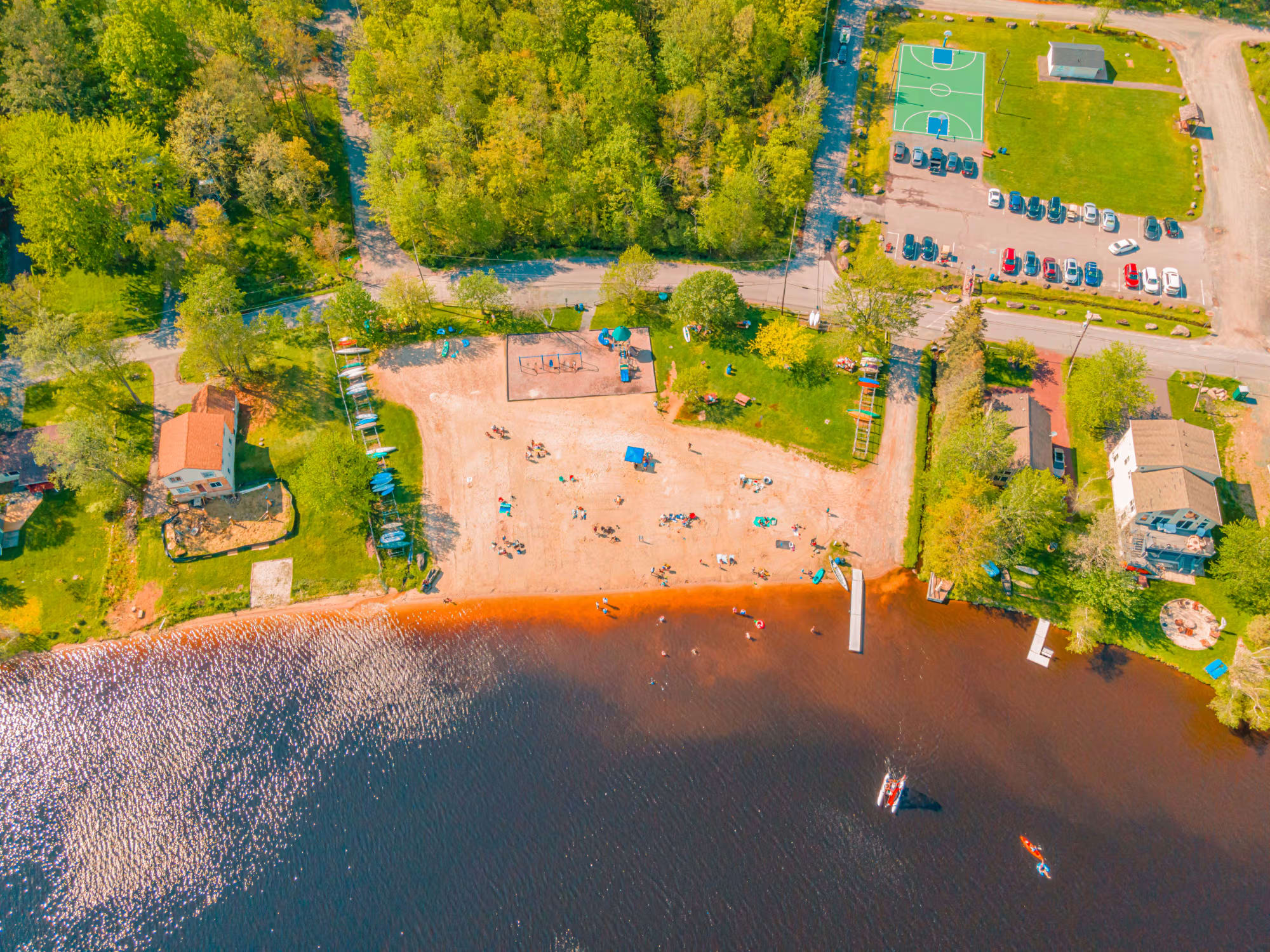 Pocono Lake Vacation Home Rental Pocono Lake Retreat Outdoor Amenity Aerial Shot
