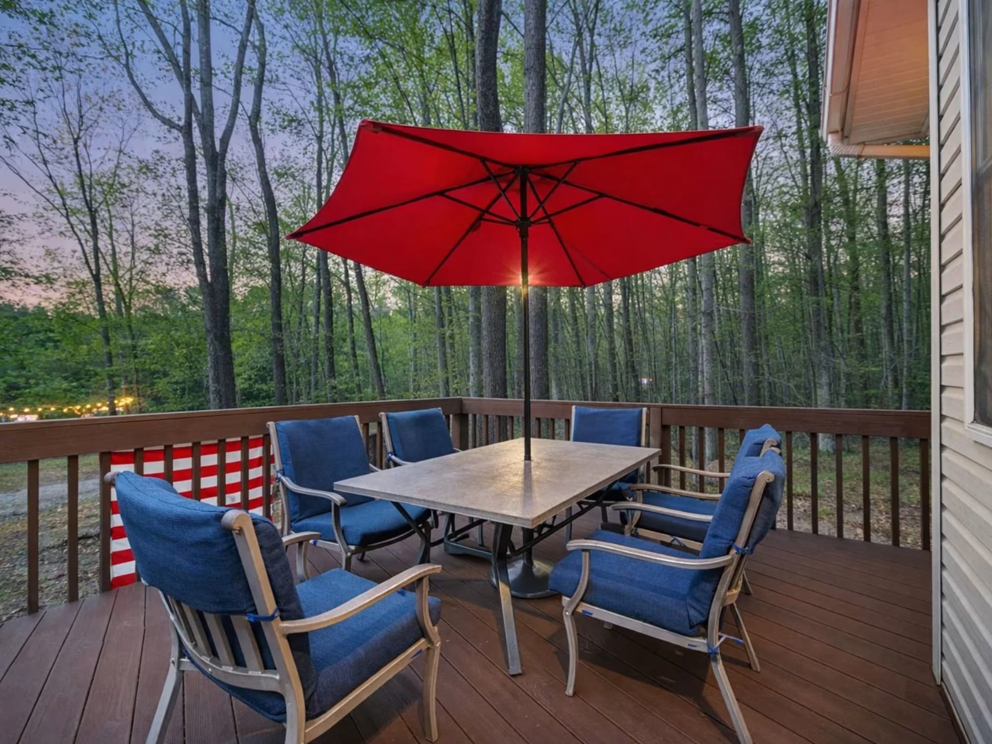 Pocono Lake Vacation Home Rental Pocono Lake Retreat Deck with Seating 1