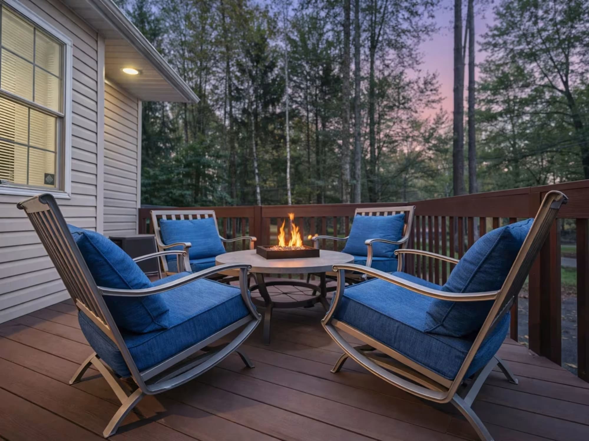 Pocono Lake Vacation Home Rental Pocono Lake Retreat Deck with Seating 2