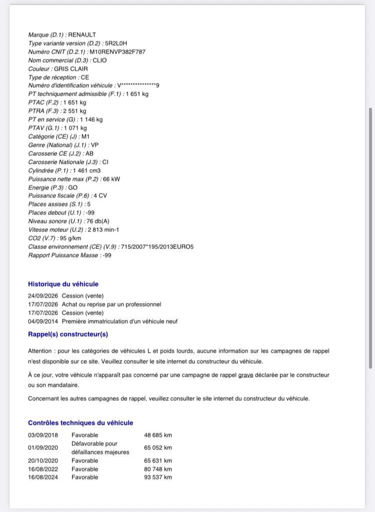Renault Clio IV 1.5 dCi 90 de 2014 — Rapport HistoVec — page 2