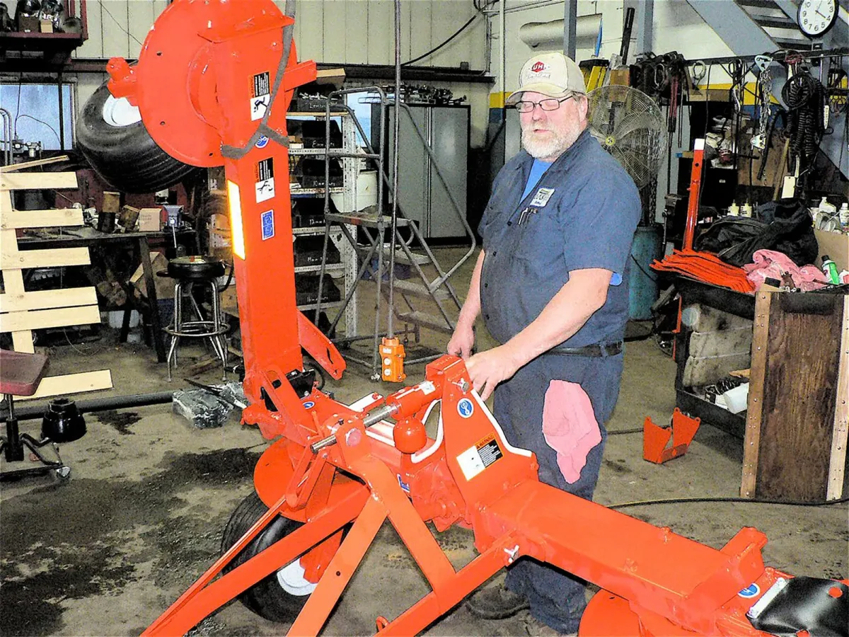 John Pomerenke assembling a hay tool, 2018.