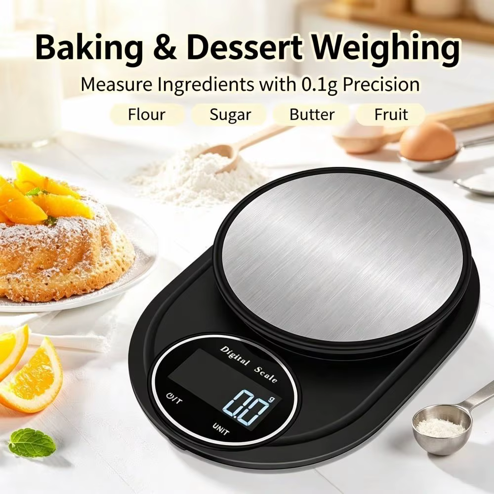 2KG Digital Kitchen Scale – 0.1g Precision Stainless Steel Food & Baking Weighing Scale