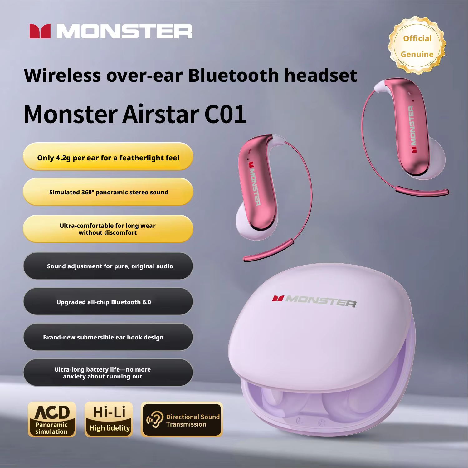 MONSTER C01 Open Ear Hook Wireless Bluetooth Earbuds