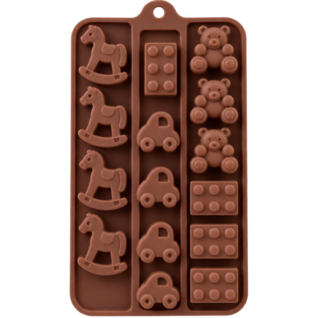 15 Cavity Building Blocks, Rocking Horse, Teddy Bear, Car Shaped Chocolate, Jelly, Candy S