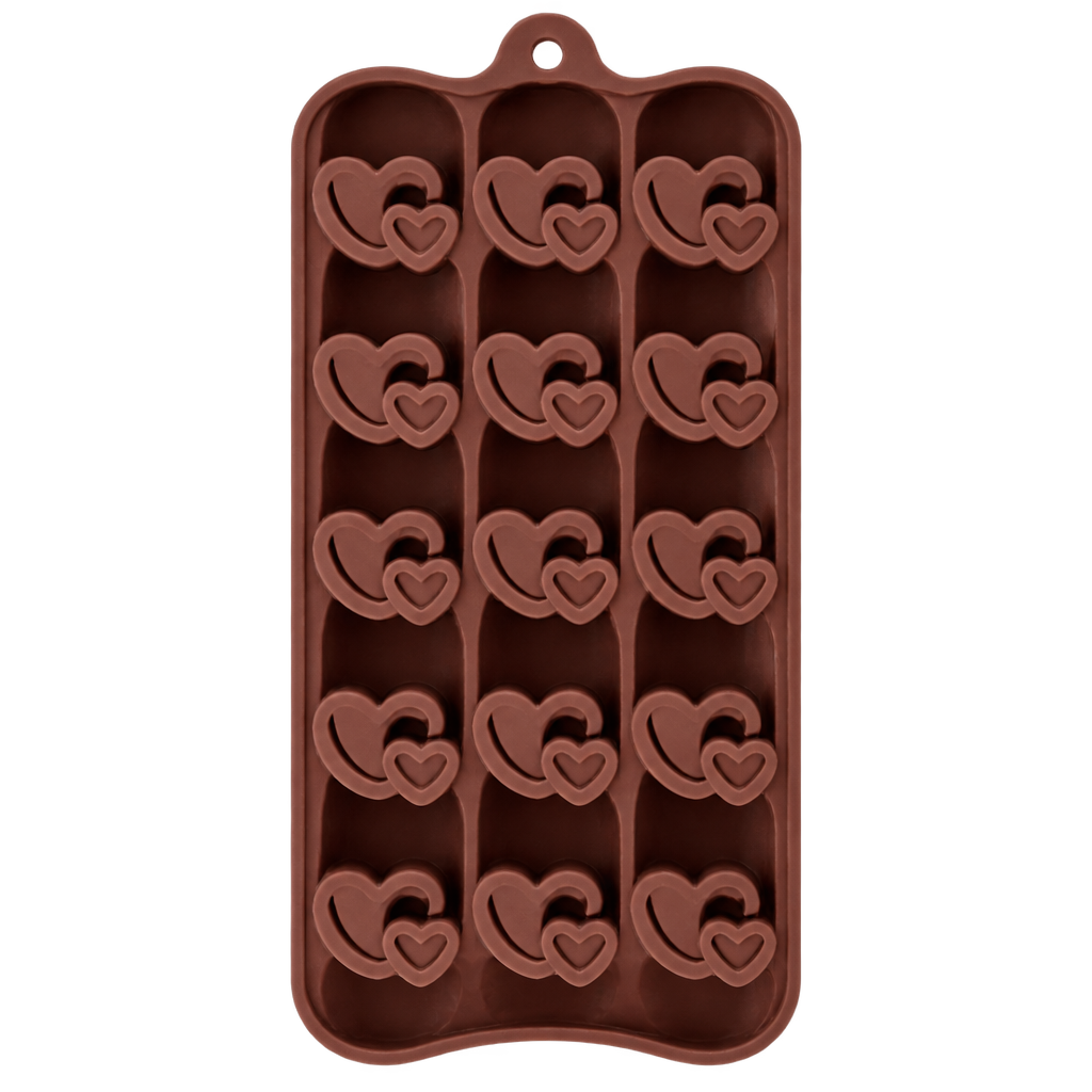 15 Cavity Double Heart Shaped Chocolate, Jelly, Candy Silicone Mould