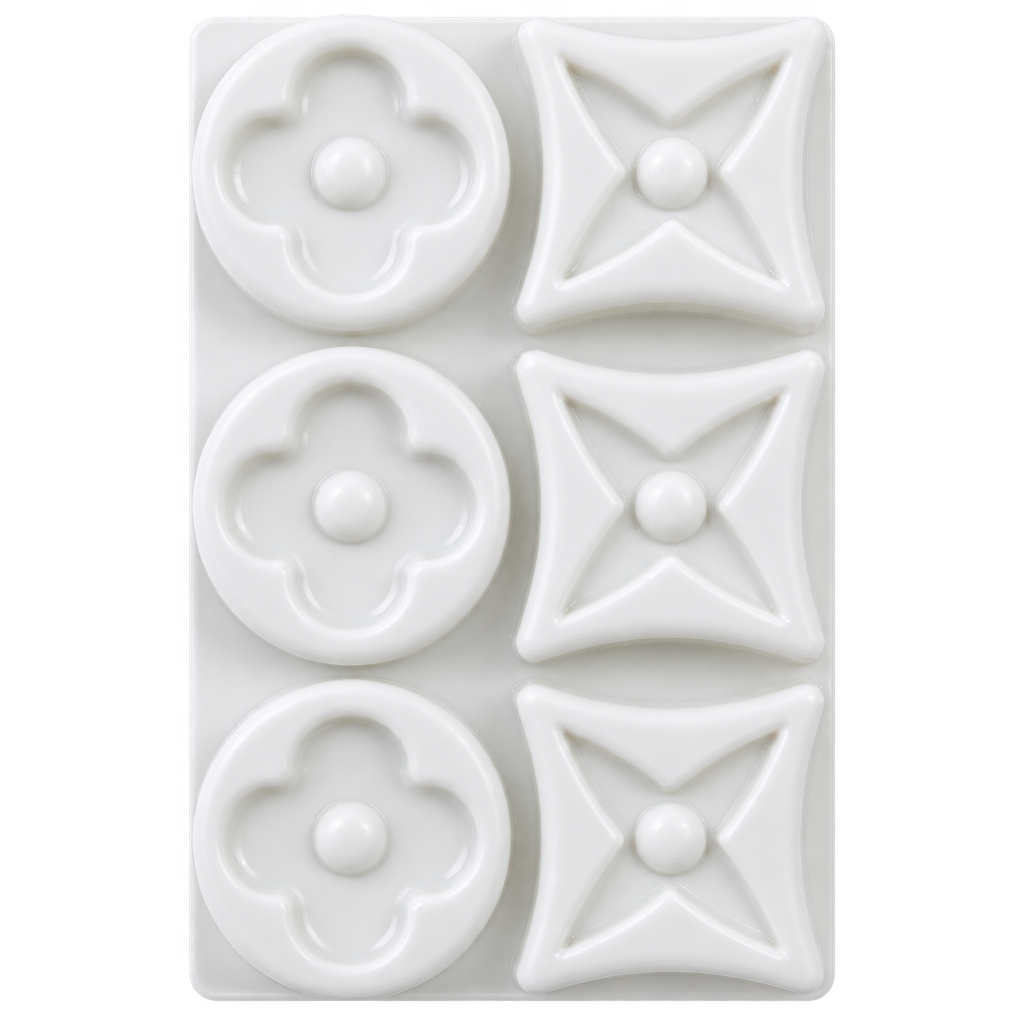 6 Cavity Round Diamond Flower Silicone Mold