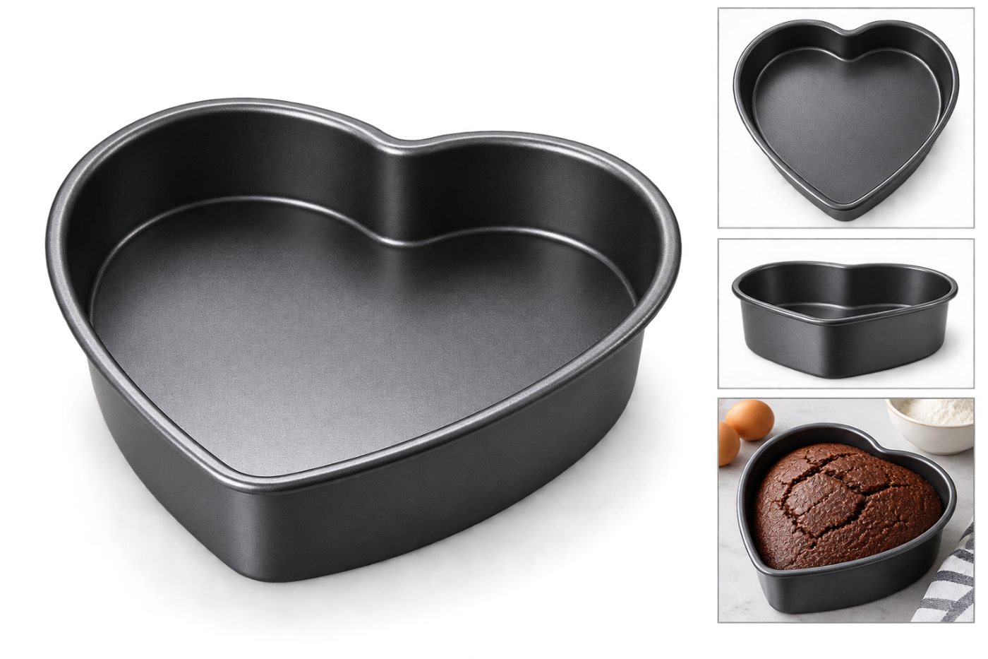 ALUMINIUM THREE LAYERED HEART SHAPE CAKE PAN LENGTH20CM, WIDTH20CM, DEPTH5CM