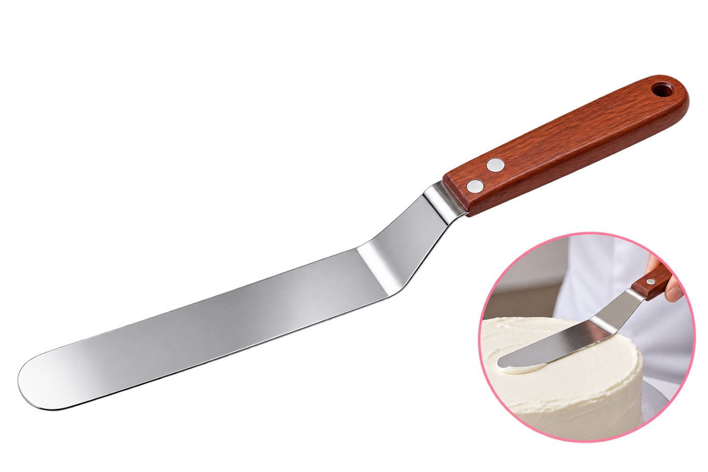 ANGULAR WOODEN HANDLE SPATULA 15CM