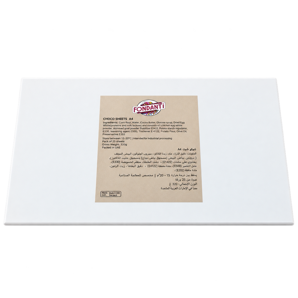 CHOCOLATE TRANSFER SHEETS A4 SIZE COATED WITH COCOA BUTTER FOR CUSTOMIZED PRINTING