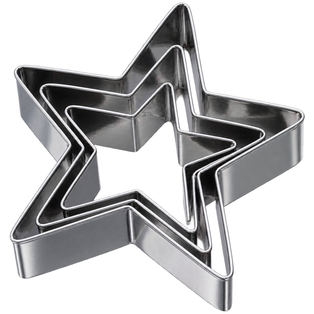 CHRISTMAS STAR SHAPE COOKIE, FONDANT PLUNGER CUTTER SET OF 4PCS
