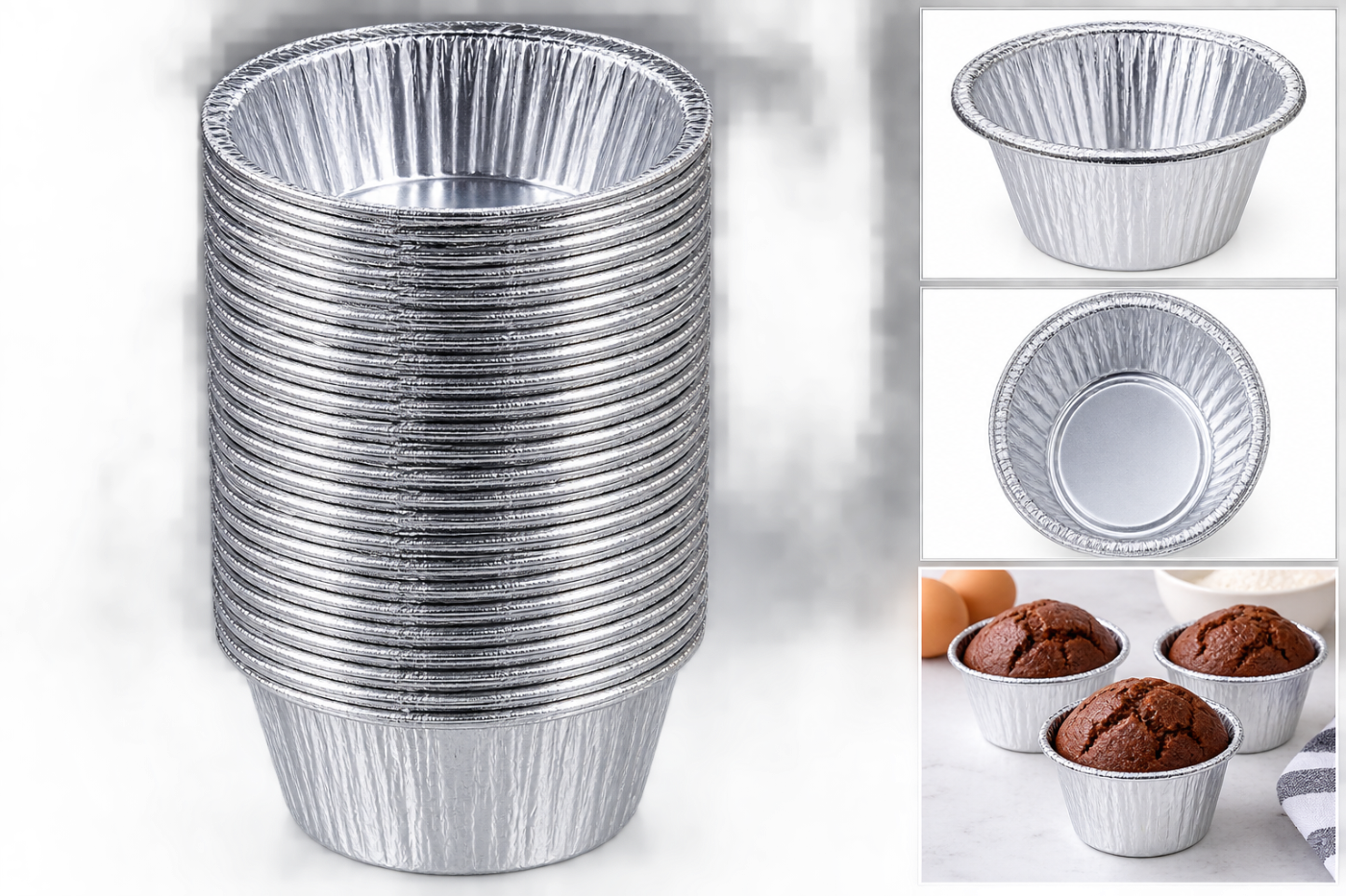 CUPCAKE LINERS SILVER 50PCS 5CM X 4CM