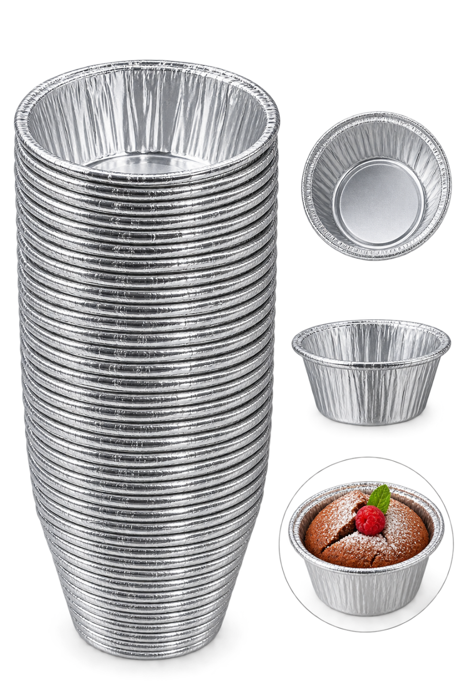 CUPCAKE LINERS SILVER 50PCS 4․5CM X 3․5CM