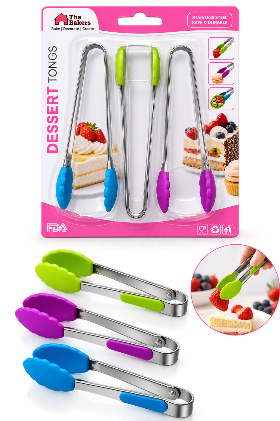 DESSERT TONGS 3PCS SET