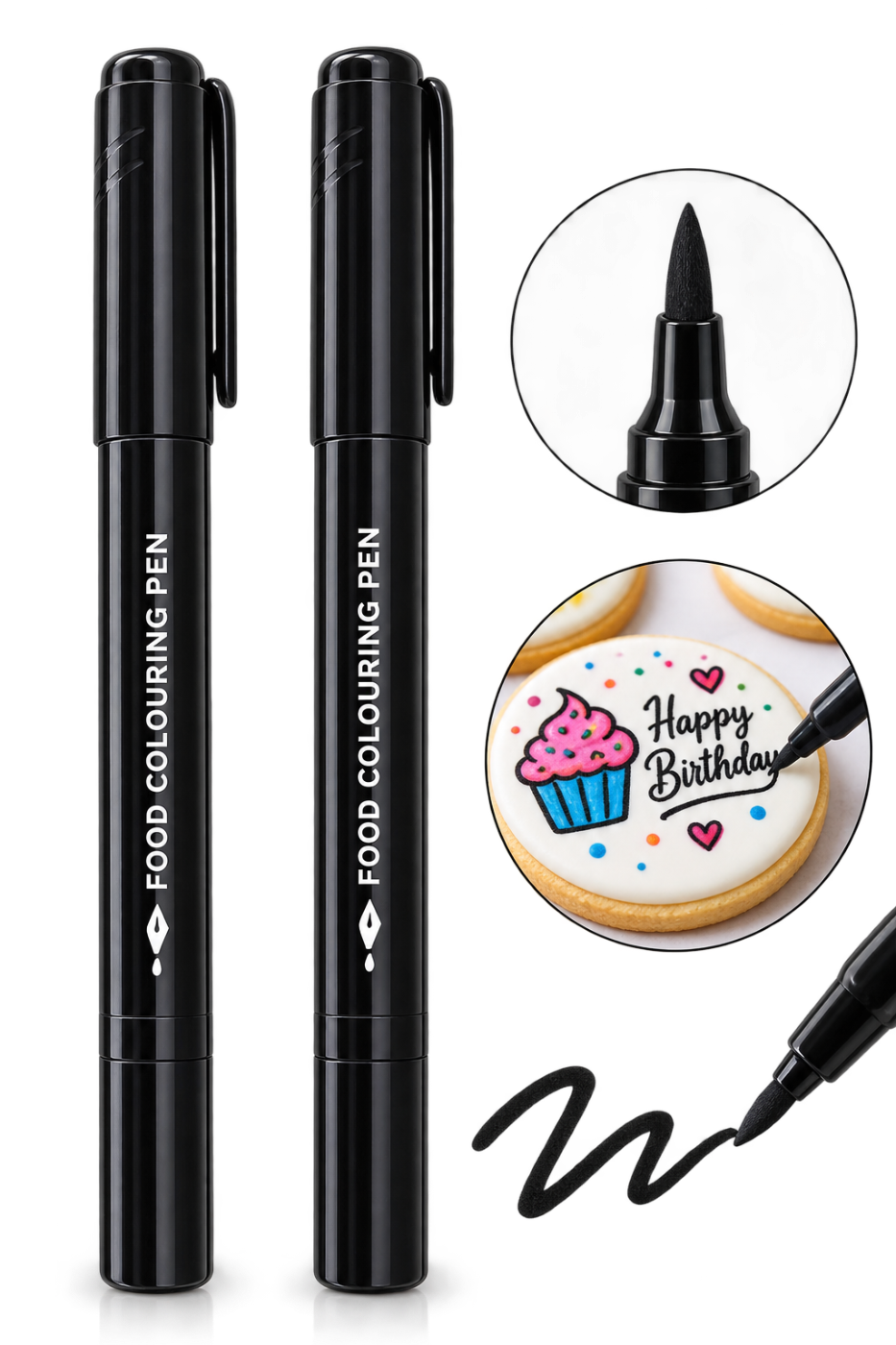EDIBLE MARKERS SET 2 BLACK COLOURS